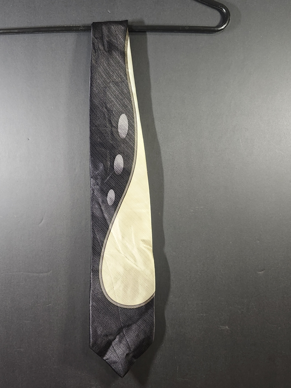 Adolfo Black Tie with Cream Swoop and Oval Accents